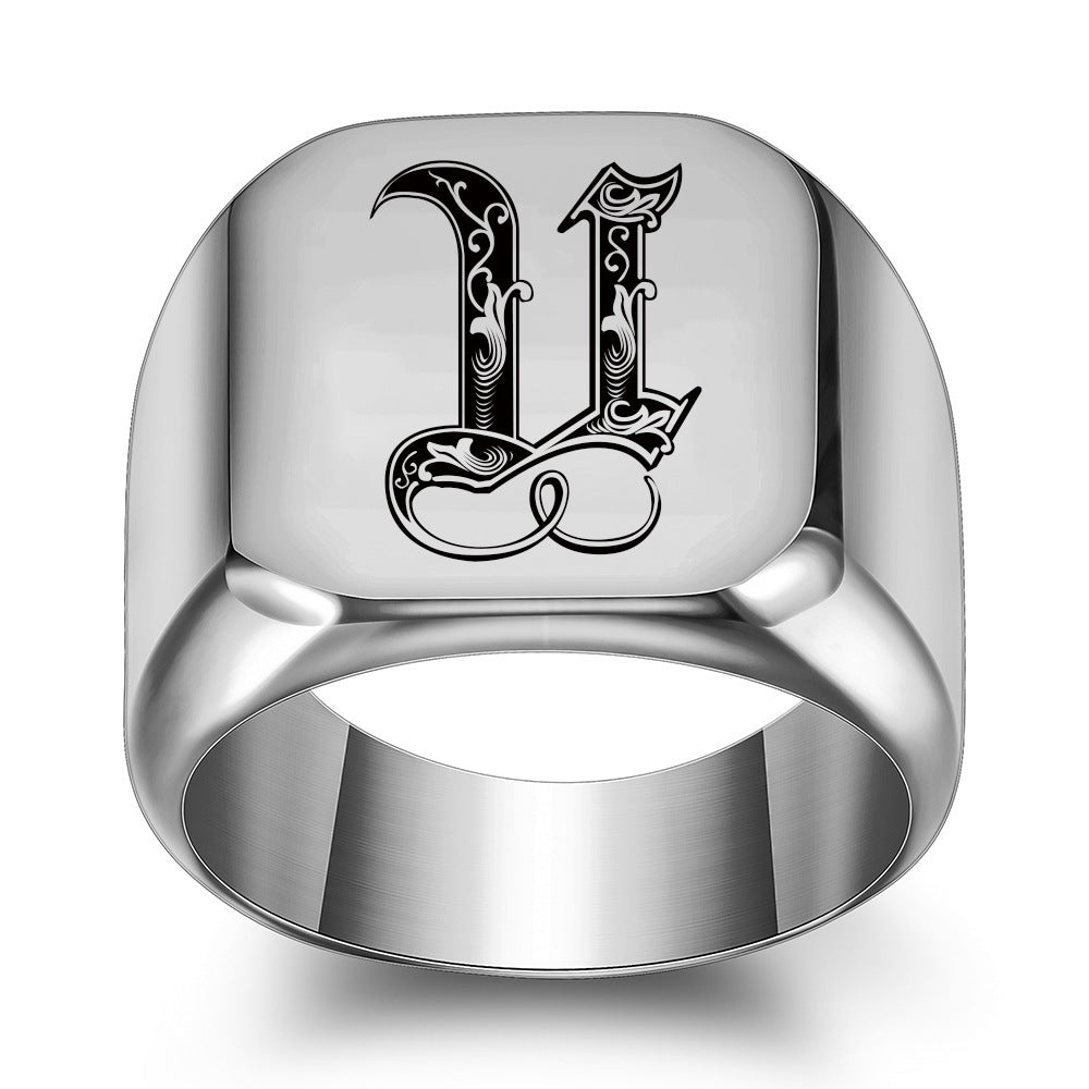 Anillo Clásico con Inicial Noble | Oro Blanco