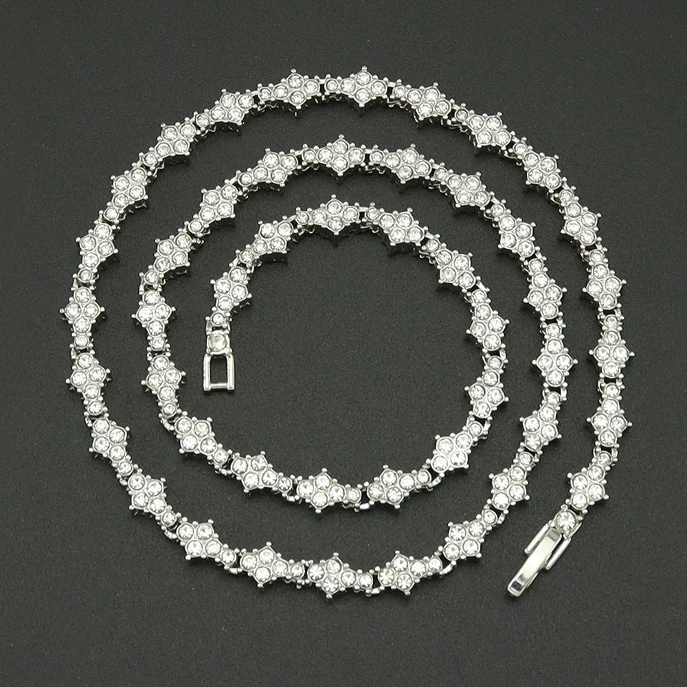Collar Tennis Cluster Clásico | Oro Blanco