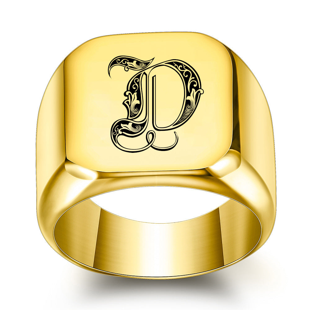 Anillo Clásico con Inicial Noble | Oro
