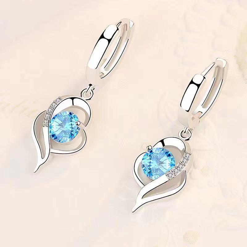 Aretes Colgantes Corazón Eclipse | Oro Blanco