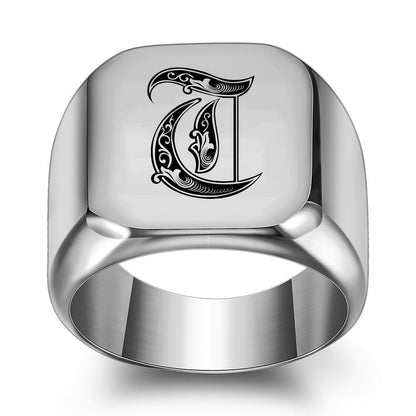 Anillo Clásico con Inicial Noble | Oro Blanco