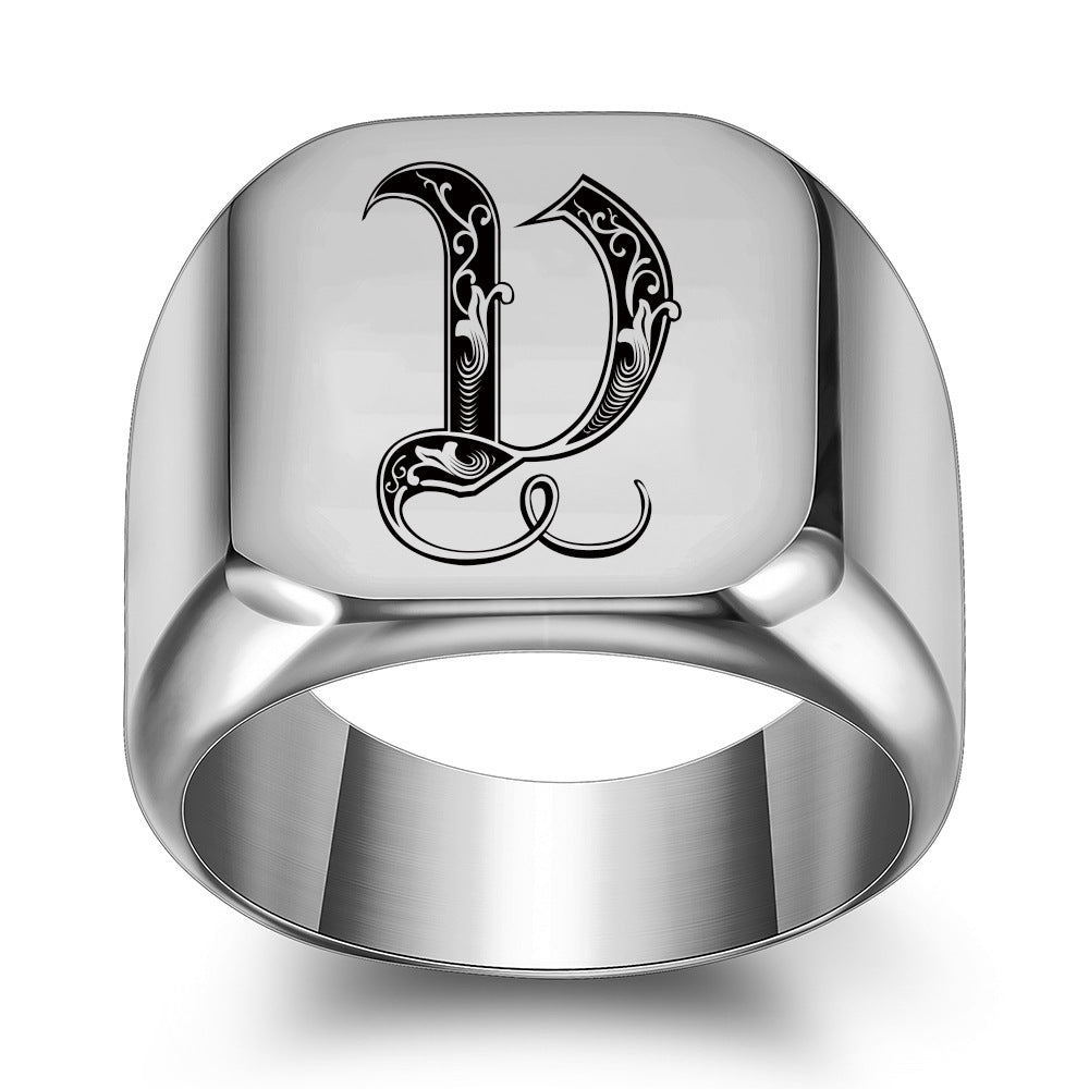 Anillo Clásico con Inicial Noble | Oro Blanco