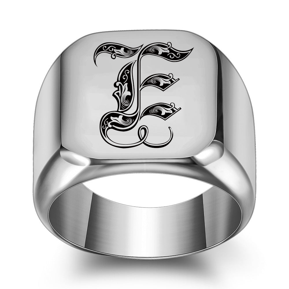 Anillo Clásico con Inicial Noble | Oro Blanco