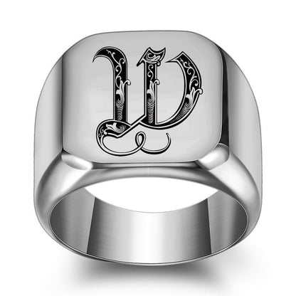 Anillo Clásico con Inicial Noble | Oro Blanco