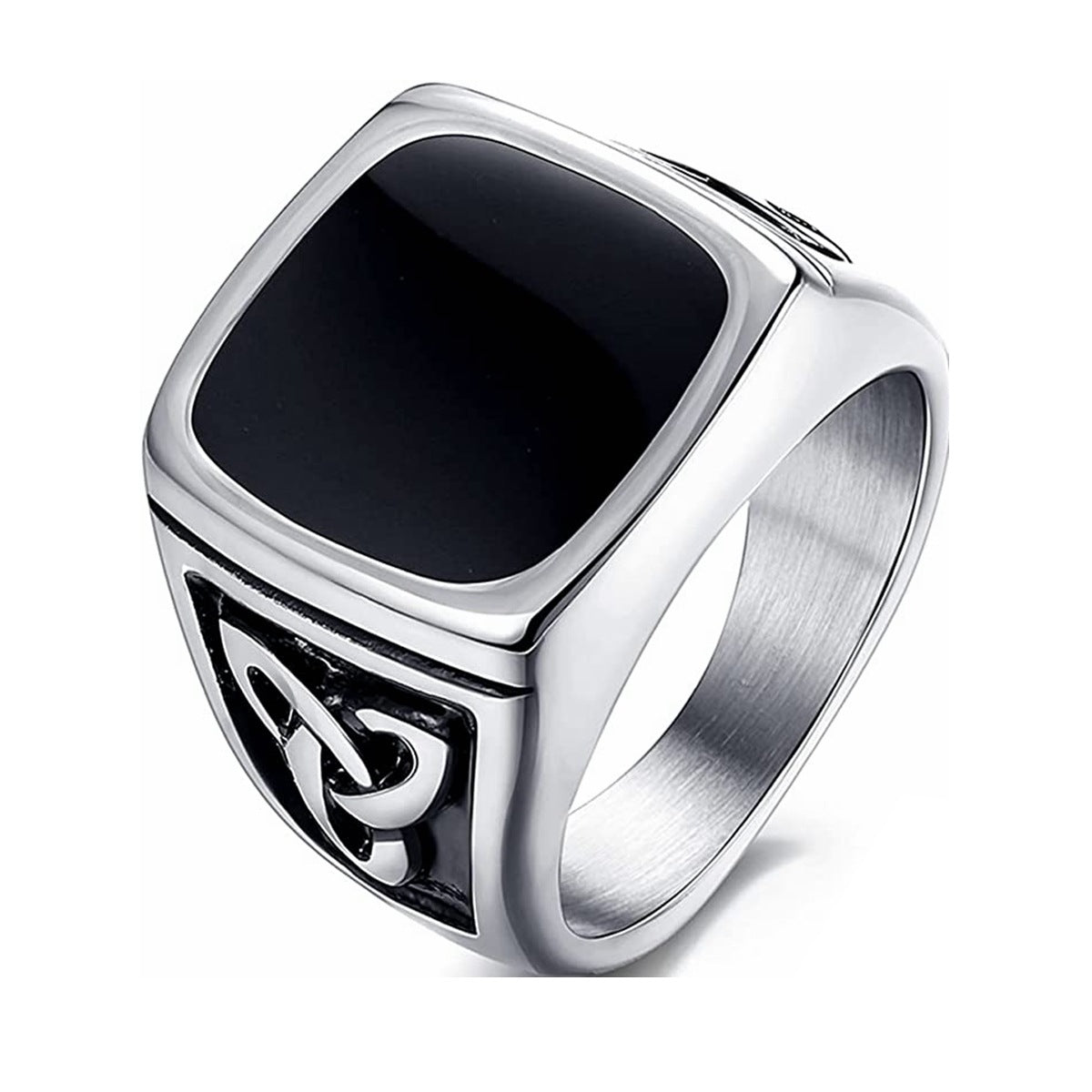 Anillo de Sello Ónix Negro | Oro Blanco