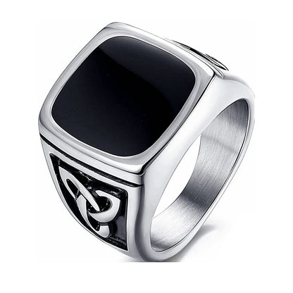 Anillo de Sello Ónix Negro | Oro Blanco