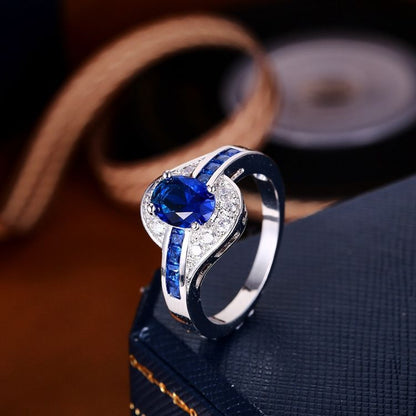 Anillo Flow de Zafiro | Oro Blanco