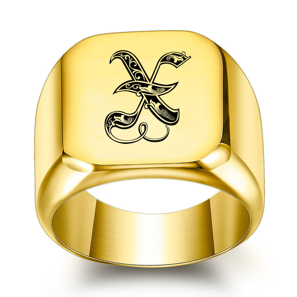 Anillo Clásico con Inicial Noble | Oro