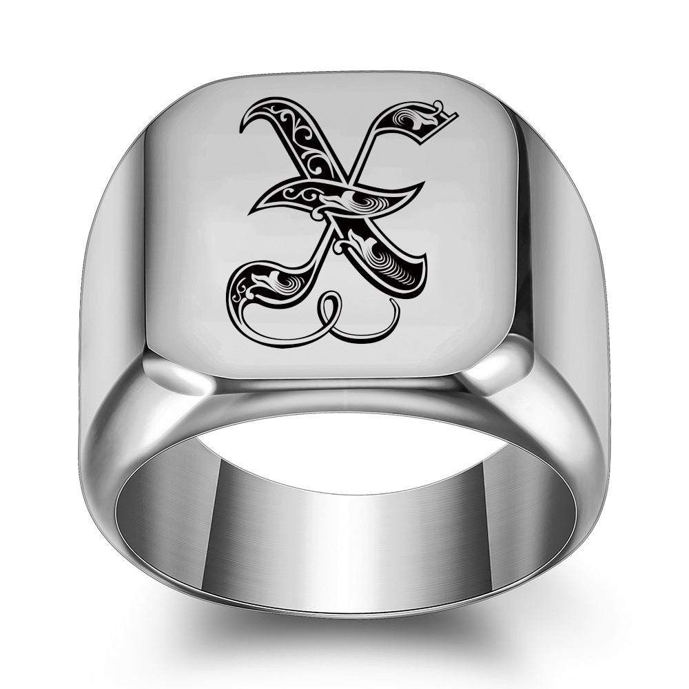 Anillo Clásico con Inicial Noble | Oro Blanco