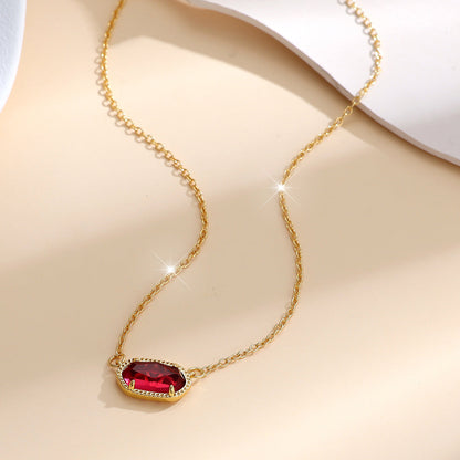 Collar Clásico Oval de Rubí | Oro