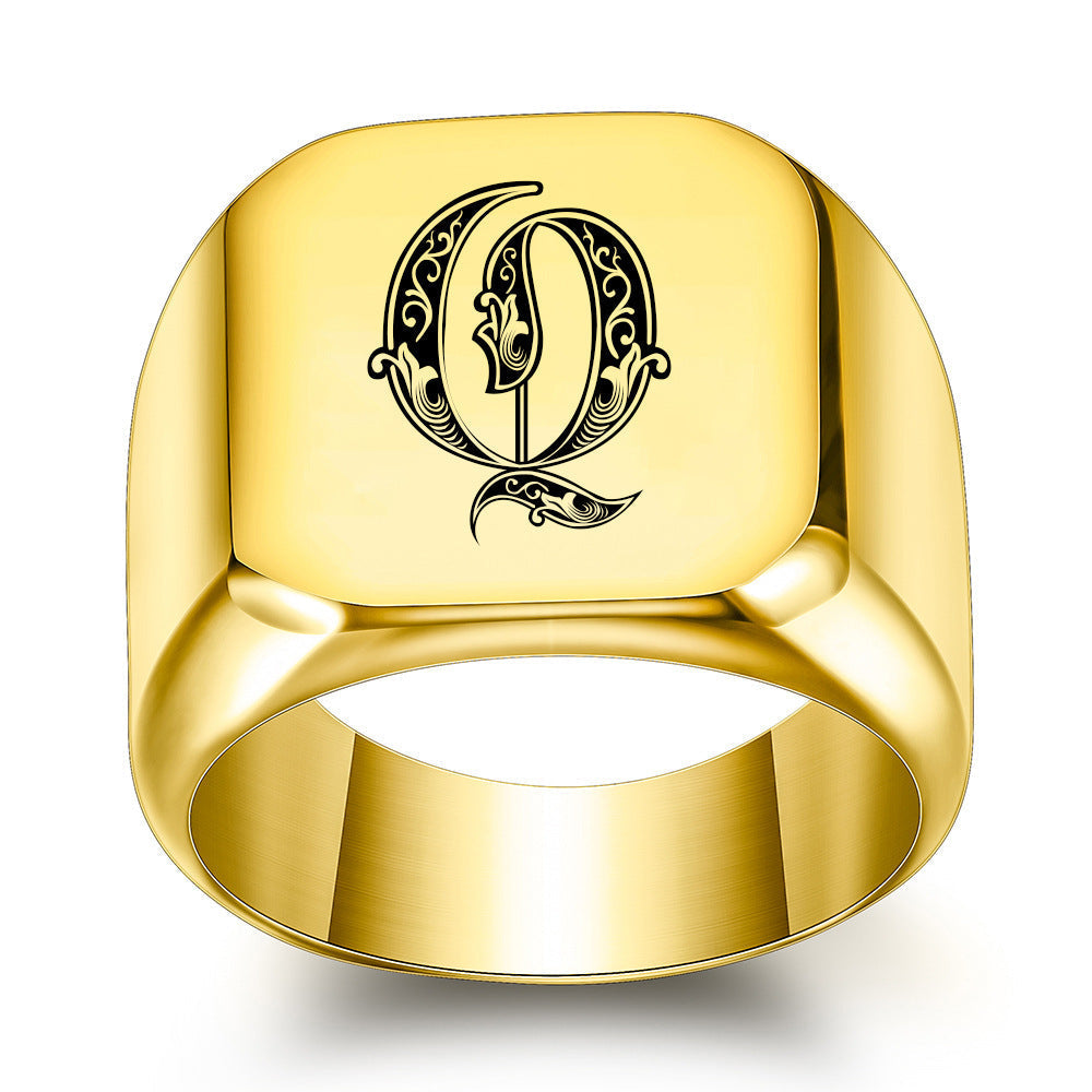 Anillo Clásico con Inicial Noble | Oro