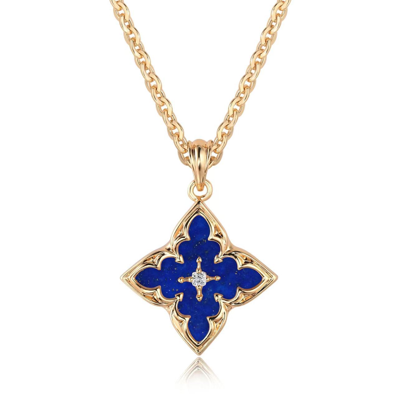 Collar con Dije de Trébol Café | Oro