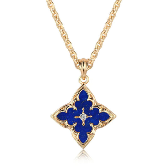 Collar con Dije de Trébol Azul | Oro