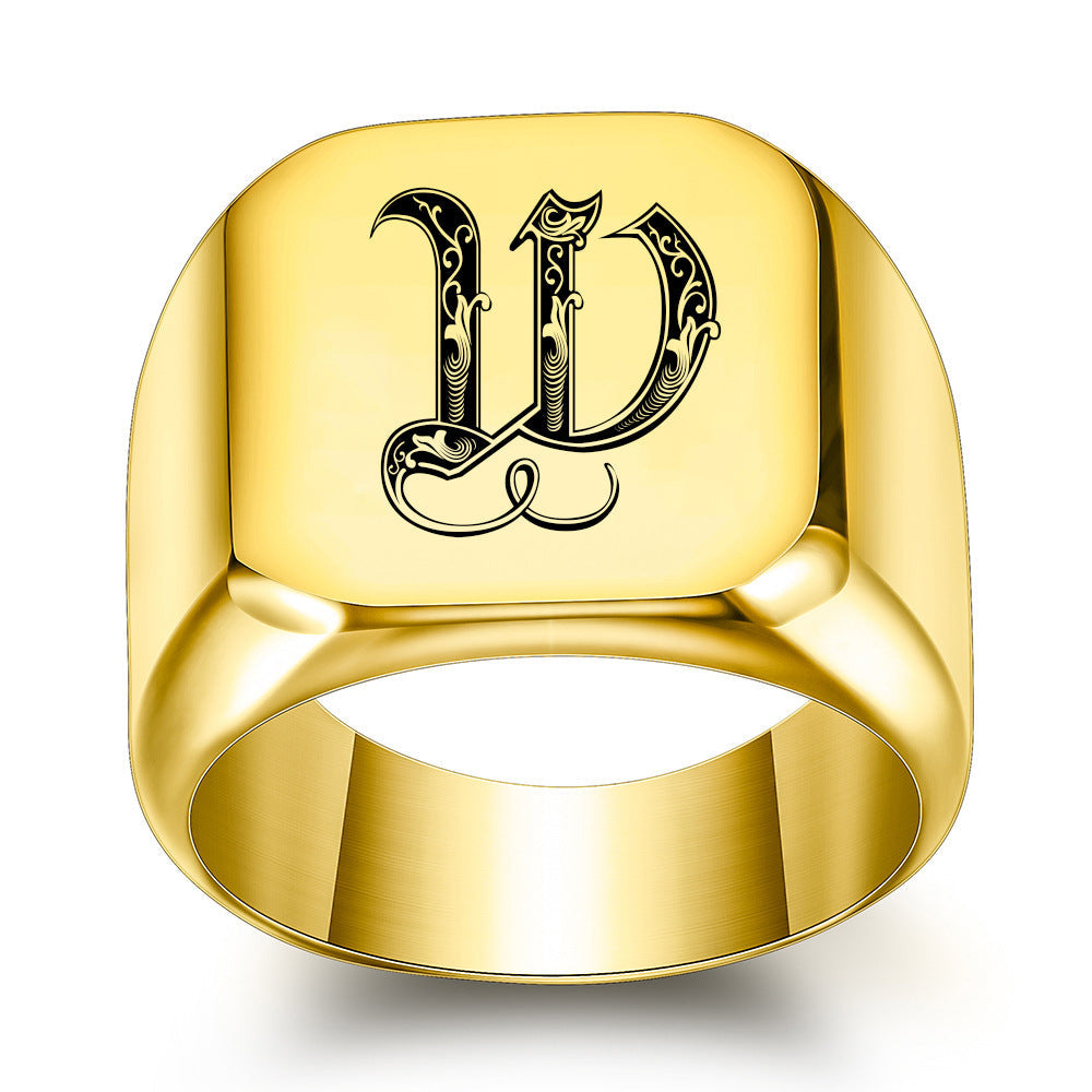 Anillo Clásico con Inicial Noble | Oro