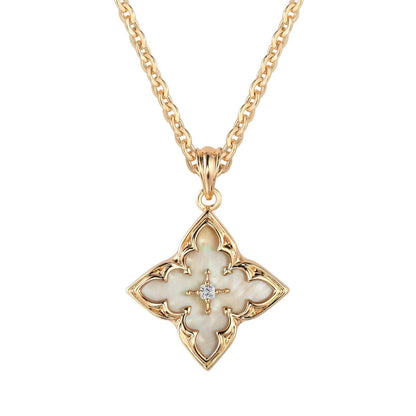 Collar con Dije de Trébol Café | Oro