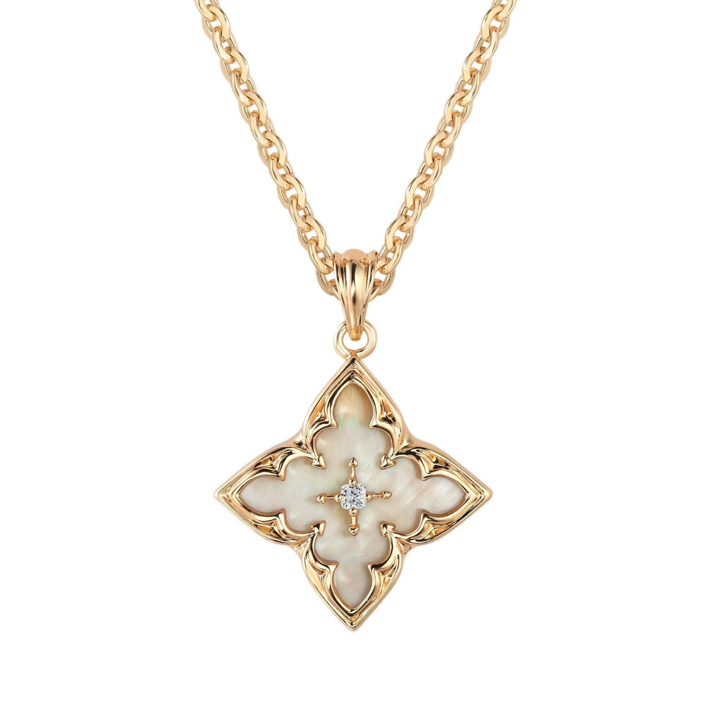 Collar con Dije de Trébol Blanco | Oro
