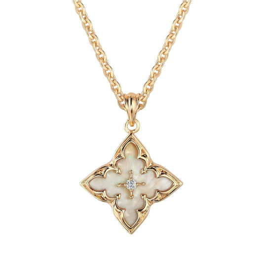 Collar con Dije de Trébol Blanco | Oro