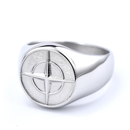 Anillo de Sello Brújula Clásico | Oro Blanco
