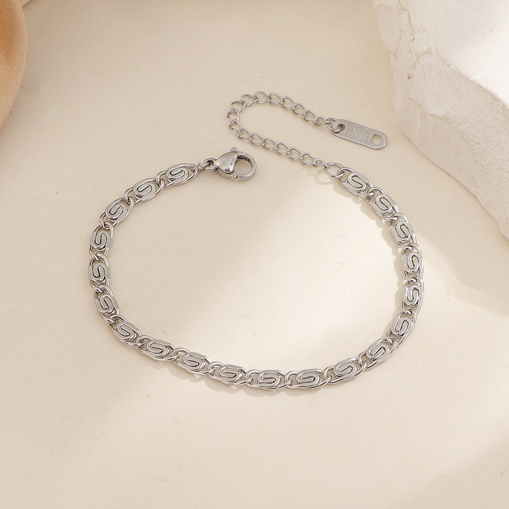 Pulsera de Cadena Trenzada Nusa | Oro Blanco