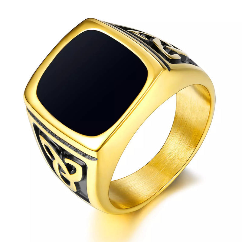 Anillo de Sello Ónix Negro | Oro Blanco