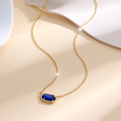 Collar de Zafiro Ovalado Clásico | Oro