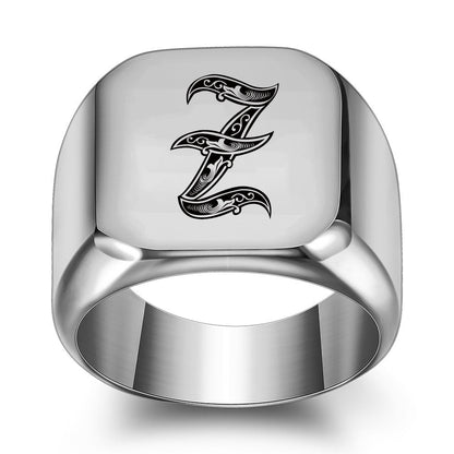 Anillo Clásico con Inicial Noble | Oro Blanco