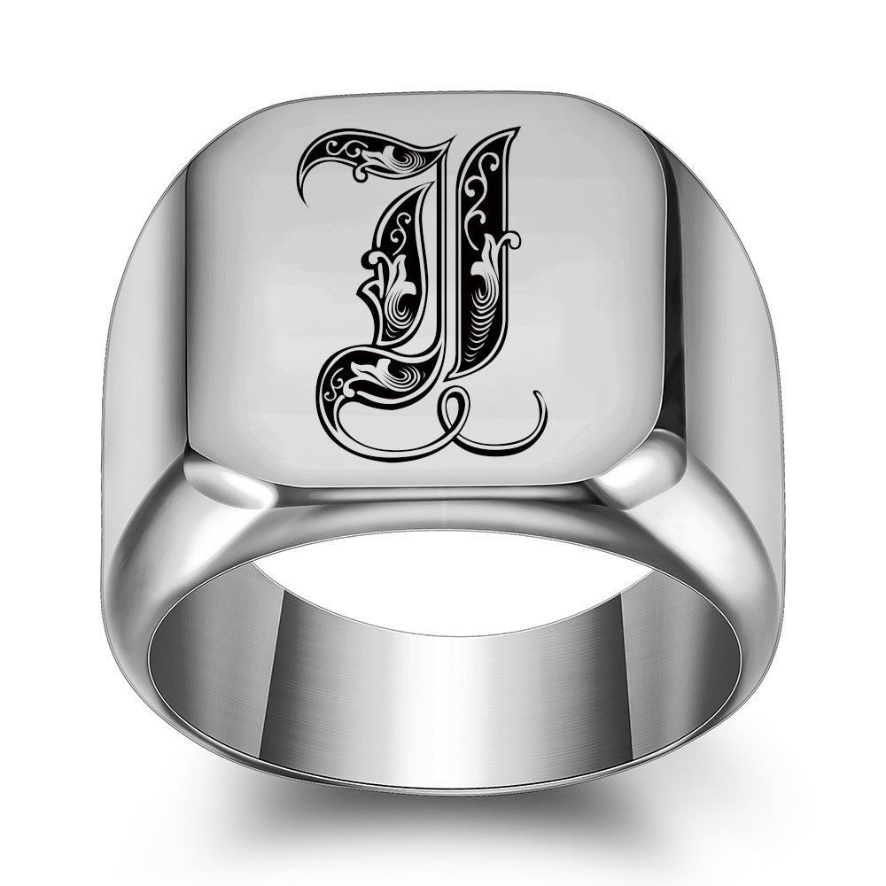 Anillo Clásico con Inicial Noble | Oro Blanco