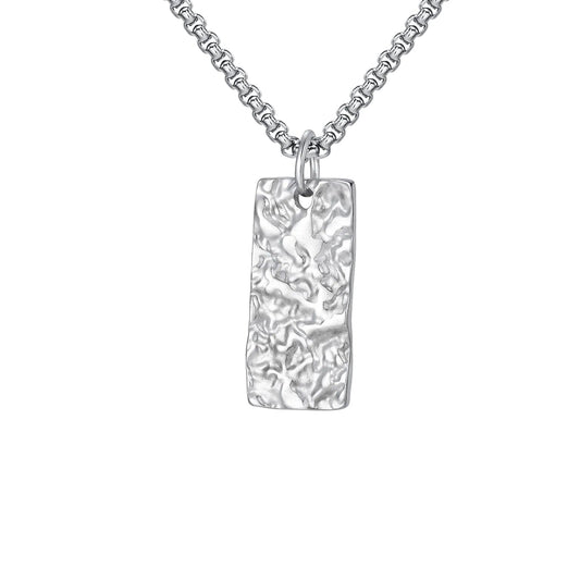 Collar Barra Martillada Ziven | Oro Blanco