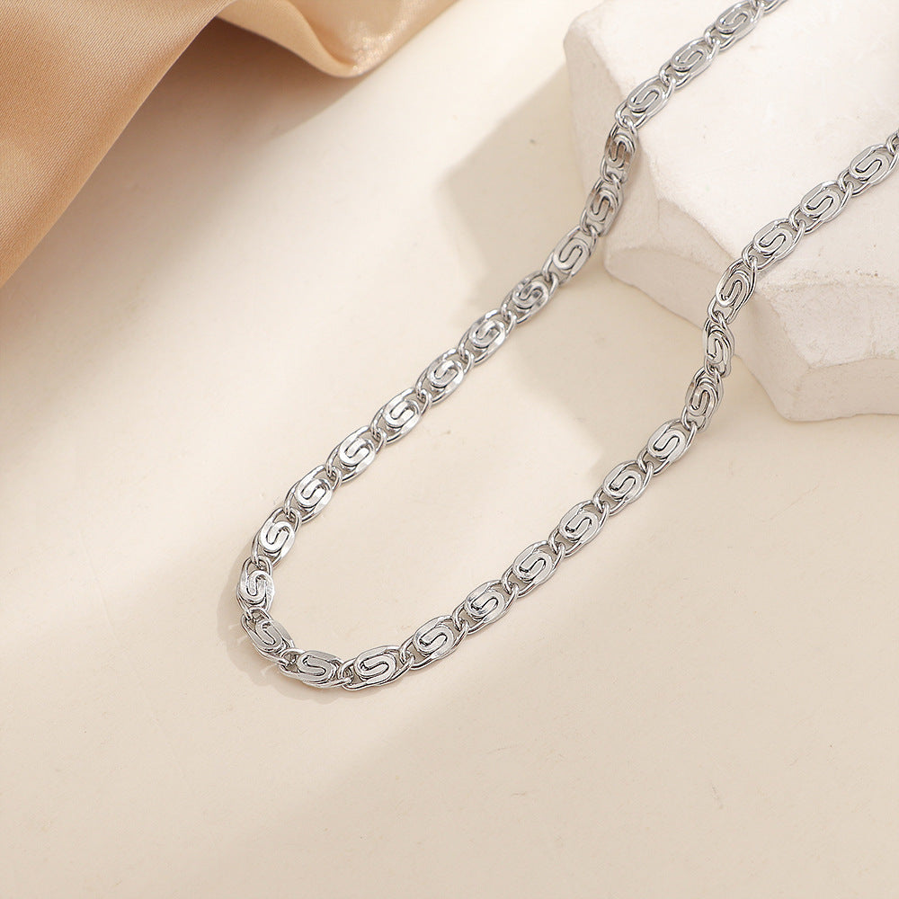Collar de Cadena Trenzada Nusa | Oro Blanco