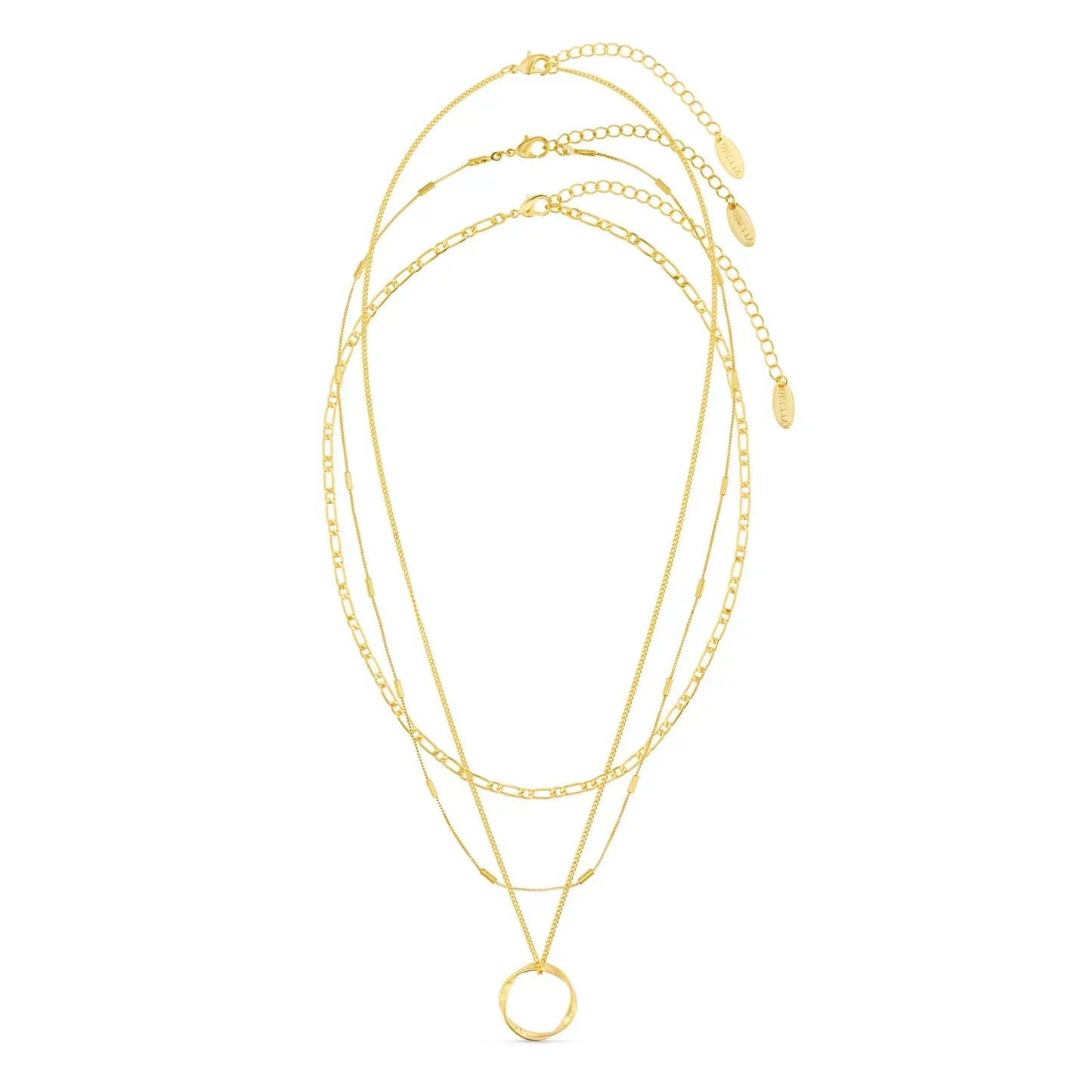 Collar de Tres Hileras con Círculo Abierto | Oro Blanco