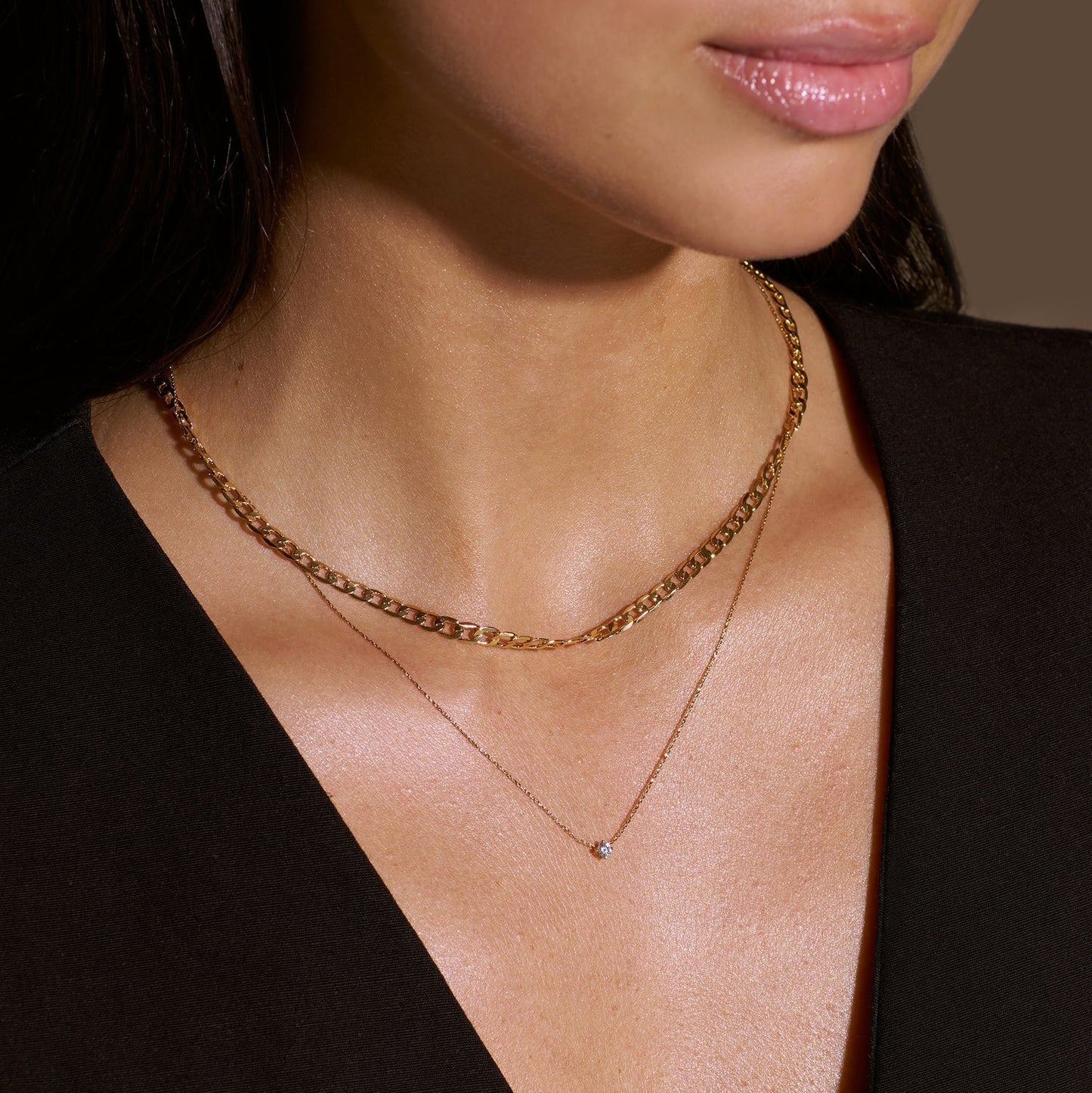 Collar de Cadena Barbada de Eslabón Plano | Oro