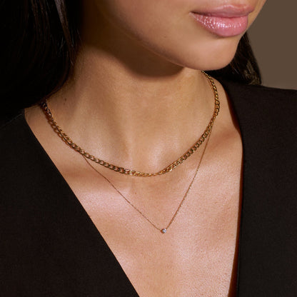 Collar de Cadena Barbada de Eslabón Plano | Oro