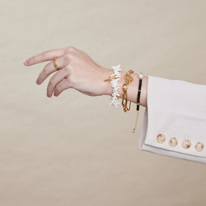 Pulsera de Eslabón con Barra T | Oro Blanco