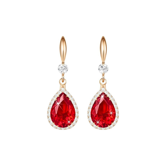 Aretes Lágrima de Rubí | Oro Rosa
