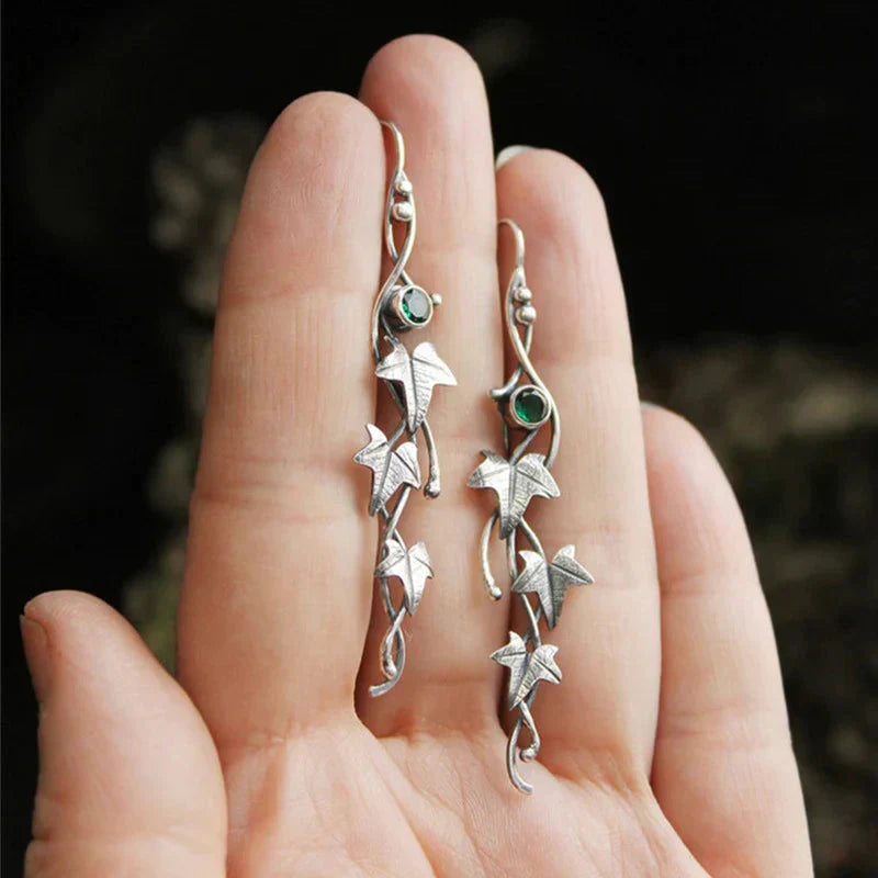 Aretes Elfo de Hoja Antiguos | Oro Blanco