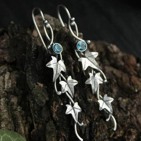 Aretes Elfo de Hoja Antiguos | Oro Blanco