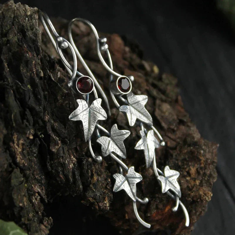 Aretes Elfo de Hoja Antiguos | Oro Blanco