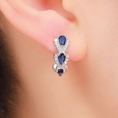 Aretes Crest de Zafiro Real | Oro Blanco