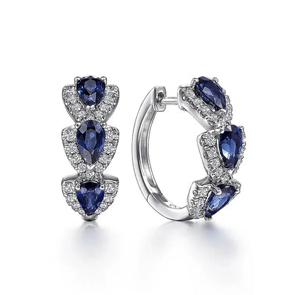 Aretes Crest de Zafiro Real | Oro Blanco