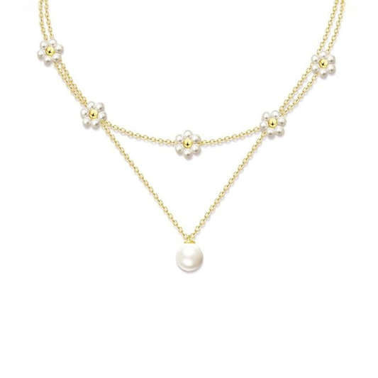 Collar en Capas de Perla Floral | Oro