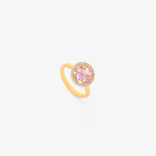 Anillo Giratorio Floración de Corazón Rosa | Oro