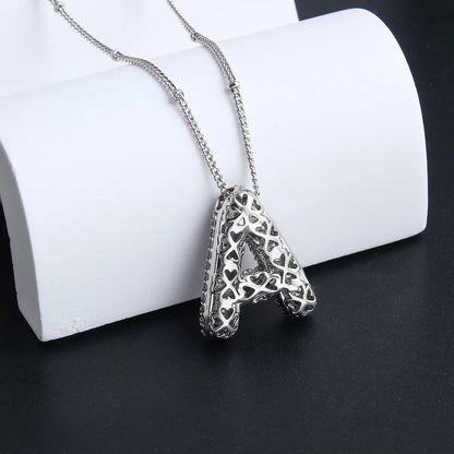 Set de Collar con Inicial Bubble | Oro Blanco
