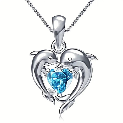 Collar Gemelos Corazón de Océano | Oro Blanco
