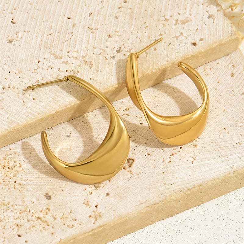 Aretes de Argolla Media Luna Esculpida | Oro