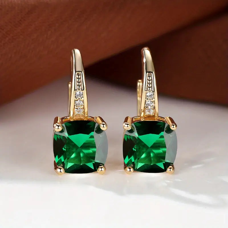 Aretes de Argolla con Piedra Mística | Oro