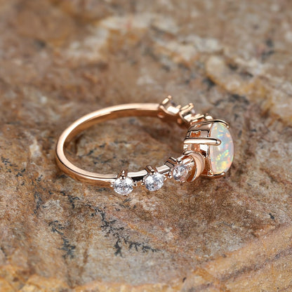 Anillo Luna Creciente de Ópalo | Oro Rosa