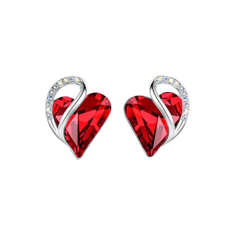 Aretes Stud Infinity Corazón de Rubí | Oro Blanco