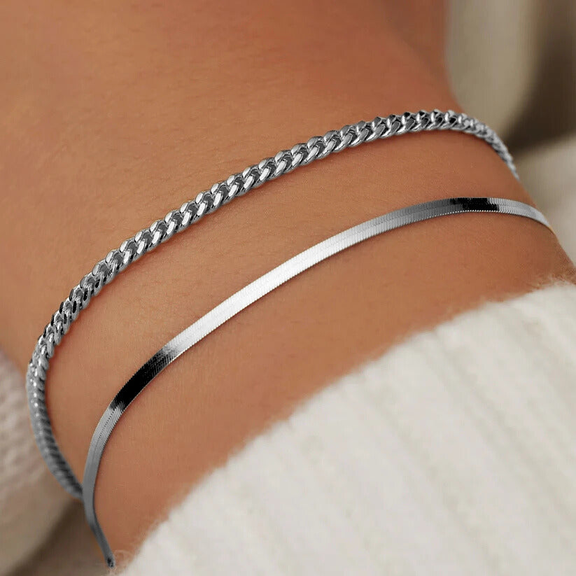 Soleil Pulsera Serpiente | Oro Blanco