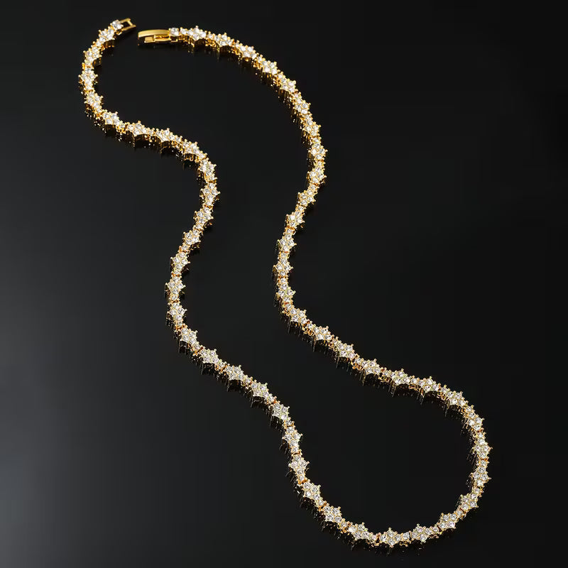 Collar Tennis Cluster Clásico | Oro Blanco