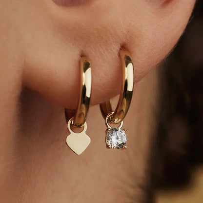 Larmes de Lune Aretes de Argolla con Piedra | Oro
